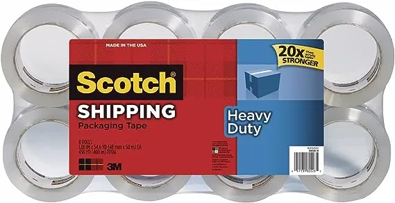 Scotch Heavy Duty Shipping Packaging Tape, 1.88 Inches x 54.6 Yards, 8 Rolls (3850-8) by 3M