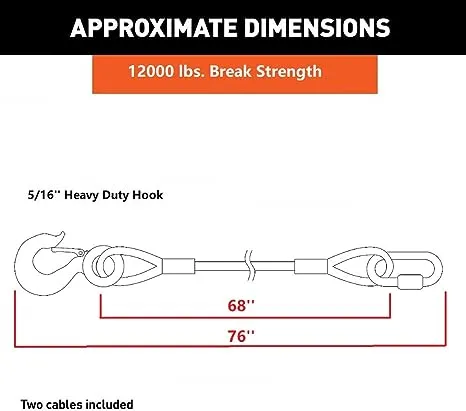 DLLRV Trailer Safety Chains Cables 68 inch for Towing Bar，120<wbr/>00 Lbs Loadi