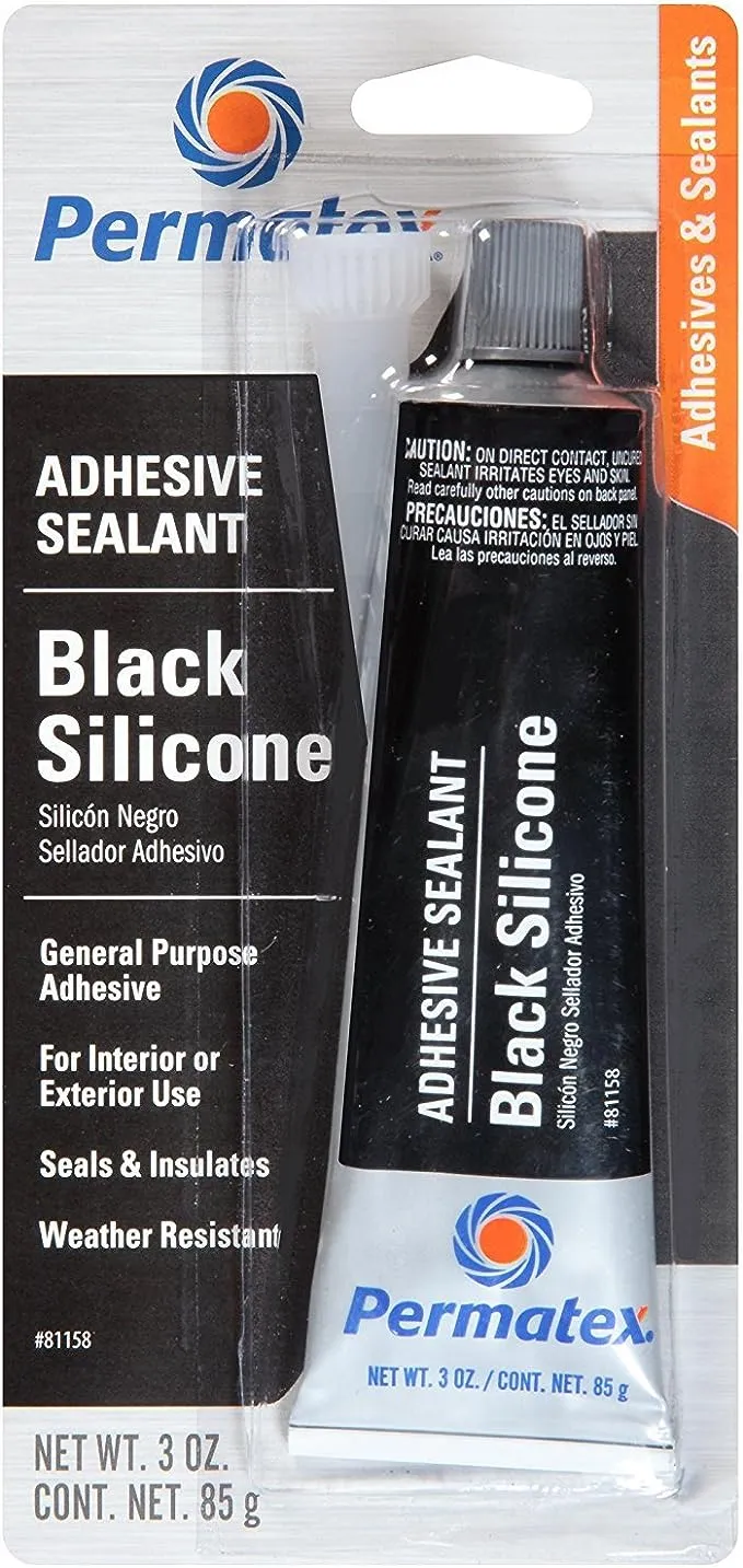 Permatex 81158 Silicone Adhesive Sealant, Black - 3 fl oz tube