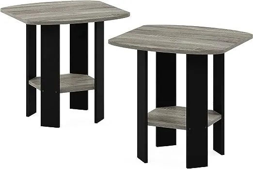 Furinno 2-11180GYW Simple Design End Table, French Oak Grey - 2 pack