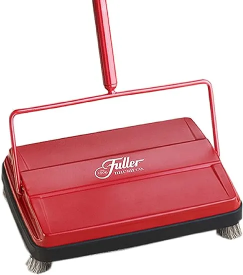 Fuller Brush 17042 Electrostatic Carpet & Floor Sweeper with Additional Rubber Rotor - 9" Cleaning Path - Lightweight - Ideal for Crumby & Wet Messes - Works On Carpets & Hard Floor Surfaces - Gray