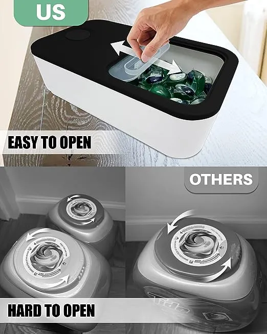 Skywin Laundry Pod Container with Sliding Lid Stylish Laundry Pod Storage Container for Laundry Room Container Organization