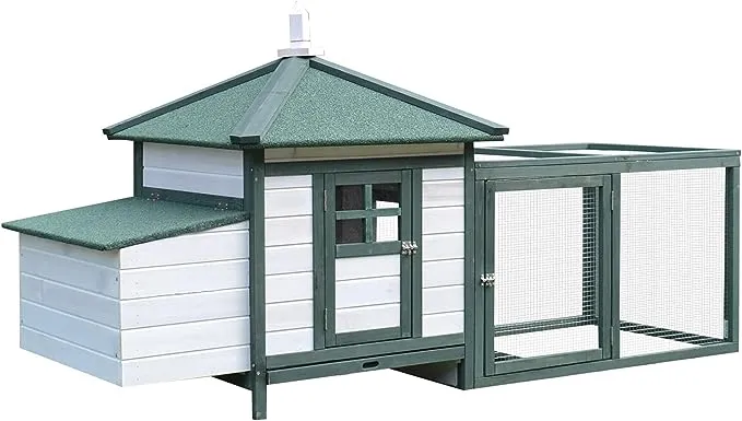 PawHut Wooden Chicken Coop with Nesting Box Outdoor Tray