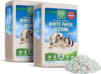 Small Pet Select - Jumbo White 2-Pack Paper Bedding, 356L. Soft, Unbleached, Sustainable, Rabbits Guinea Pigs, Small Animals