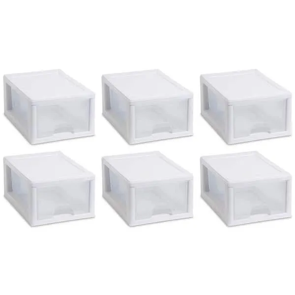 Sterilite Small Box Modular Stacking Storage Drawer Container Closet