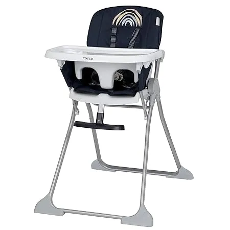 Cosco Simple Fold Adjustable High Chair, Folds Flat and Stands on its own, Making it Easy to Store or take on The go, Rainbow