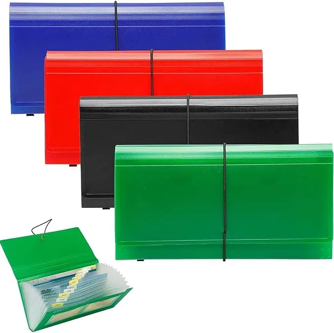 Expanding File Folder 4 Pack 10.4&#039; 5.5&#039; Receipt Organizer Folder Accordion Fo...