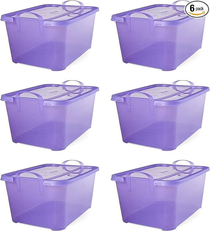 Life Story Purple Stackable Closet & Storage Box 55 Quart Containers (6 Pack)