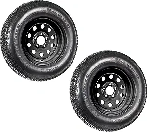 2-Pack Trailer Tire On Black Wheel Modular Rim