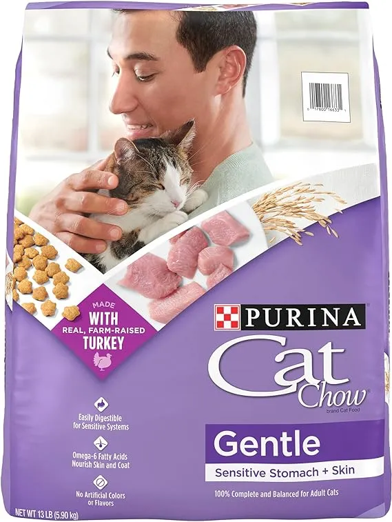 Purina Cat Chow Gentle Sensitive Stomach and Skin Turkey Flavor Dry Cat Food Bag - 6.3 lbs