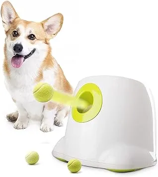 ALL FOR PAWS Dog Automatic Ball Launcher for Small and Medium Dogs, Interactive Dog Tennis Ball Throwing Machine Mental Stimulation Toys for Dogs Enrichment Toy for Indoor Use, 3 Balls Included