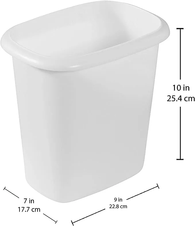 Rubbermaid 6 Quart 1.5 Gallon Traditionally Shaped Heavy Duty Lightweight Bedroom, Bathroom, and Office Wastebasket Trash Can (2 Pack)