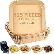 8" Disposable Air Fryer Liners - 125 PCS Square Disposable Paper Air Fryer Liner - Parchment Paper For Air Fryer, Microwaves and Airfryer Basket Liner