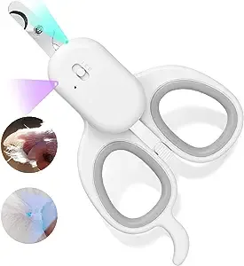 PAKEWAY Pet Nail Clipper with LED & -U-V Light, Cat Claw Trimmer with Ultra Bright LED Light for Nail Bloodline to Avoid Over Cutting, Sharp Angled Blade Grooming Tool for Dog Cat Rabbit Small Animals