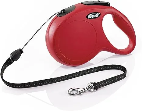 FLEXI New Classic Retractable Dog Leash (Cord), 26 Ft, Medium, Red