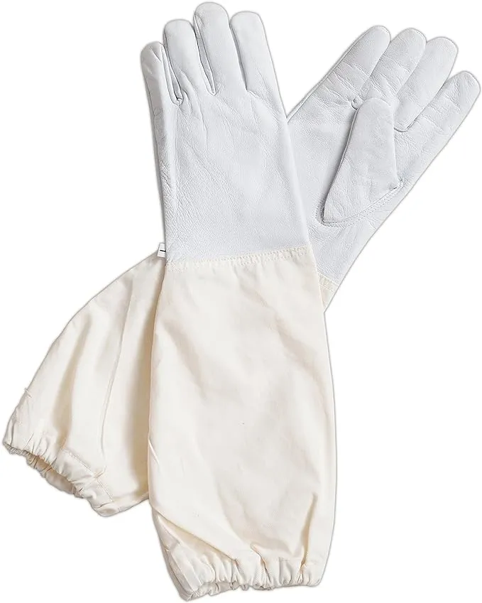 Forest Beekeeping Supply - Goatskin Leather Beekeepers Glove with Long Canvas Sleeve Elastic Cuff(Xxs)