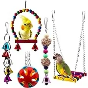 BWOGUE Bird Swing Toys with Bells Pet Parrot Cage Hammock Hanging Toy Perch for Budgie Love Birds Conures Small Parakeet Finches Cockatiels (5 Pack)BWOGUE Bird Swing Toys with Bells Pet Parrot Cage Hammock Hanging Toy Perch for Budgie Love Birds Conures 