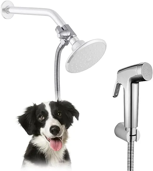 Rev REEGE Dog Shower Attachment Set for Pet Bathing and Dog Washing-Dog Shower Sprayer Kit with Hand Held Shower Head and Water Hose and Shower Arm