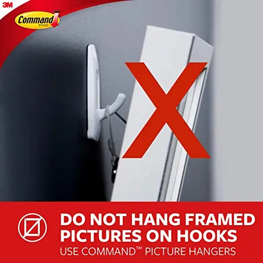 Command Medium Utility Hooks, Damage Free Hanging Wall Hooks with Adhesive Strips, Wall Hooks for Hanging Back to School Dorm Organizers, 9 White Hooks and 12 Command Strips