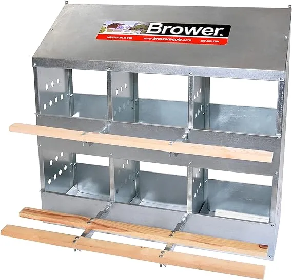 Brower 406B Galvanized Steel Poultry Nest Chicken Brooding Box - 6 Hole