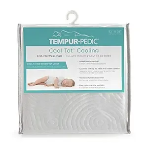 Tempur-Pedic Cool Tot Waterproof Cooling Toddler and Baby Crib Mattress Pad Cover Protector - 52” x 28” - White