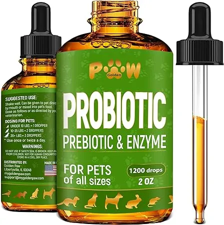 Golden Paw Probiotic for Dogs with Natural Digestive Enzymes. A Prebiotics + ...