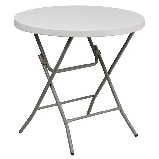 Flash Furniture Kathryn 2.63-Foot Round Granite White Plastic Bar Height Folding Table