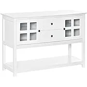 Kitchen Sideboard Storage Cabinet Console w/ 2 Drawers, White