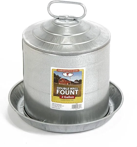 NEW LITTLE GIANT 9835 5 GALLON DOUBLE WALL GALVANIZED  CHICKEN WATERER 5657283