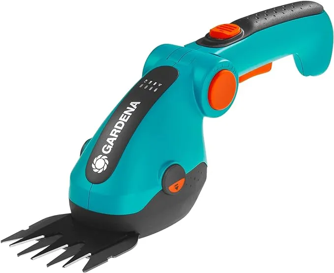 Gardena 9856-20 Battery Grass Shears, Cordless, Handheld Shears for Trimming The Edge of a Lawn or Small shrubs and Bushes, 80 Min Run time, Replaceable Quality Non Stick Blades, Turqoise