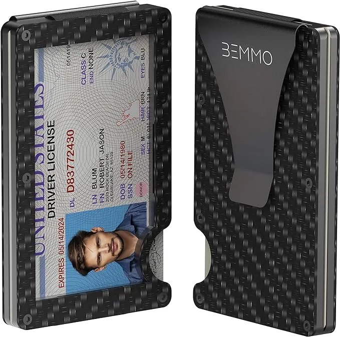 Carbon Fiber Card Holder Wallet with Money Clip | Slim Minimalist Wallet for Men