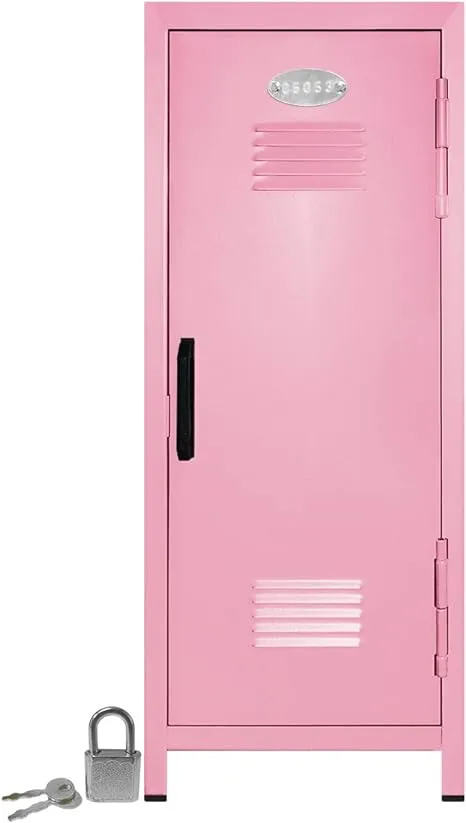 Mini Locker with Lock and Key Light Pink -10.75" Tall x 4.125" x 4.125"