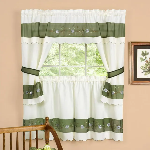 Berkshire Embellished Cottage Window Curtain Valance 58x36&#034; Valance Only Country