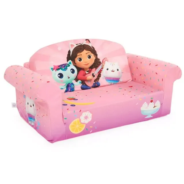 Marshmallow Furniture Kids 2-in-1 Flip Open Sofa Bed,Gabby&#039;s Dollhouse(Open Box)