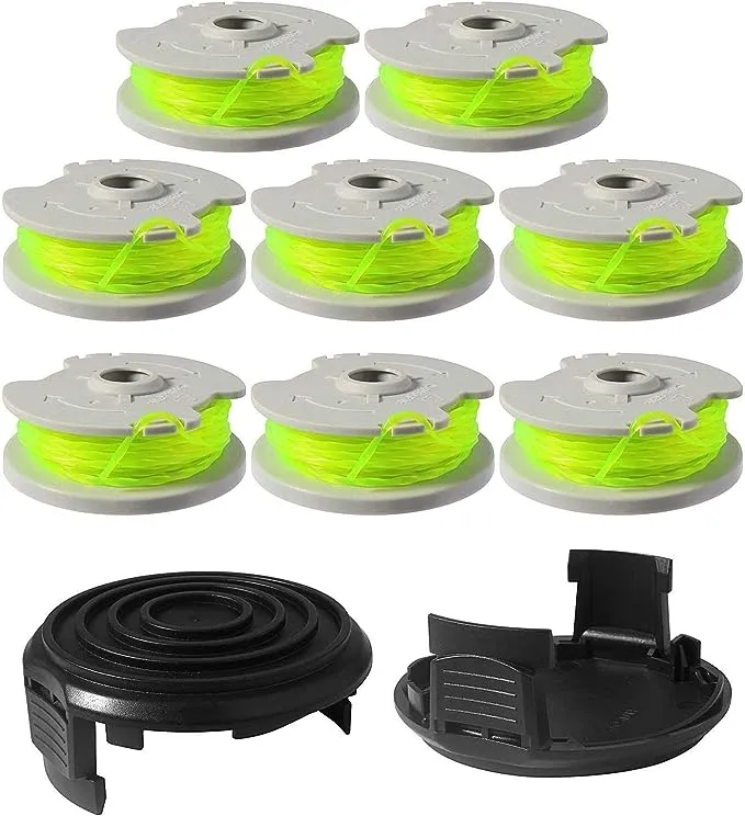 WA0014 Trimmer Line Replacement Spools for Worx WA0014 Grass Trimmer ,Weed Eater String Edger Spool Line Refills Parts-WG168 WG184 WG190 WG191 Auto-Feed 20ft 0.080" with WA0037 Cap Covers 8 Pack