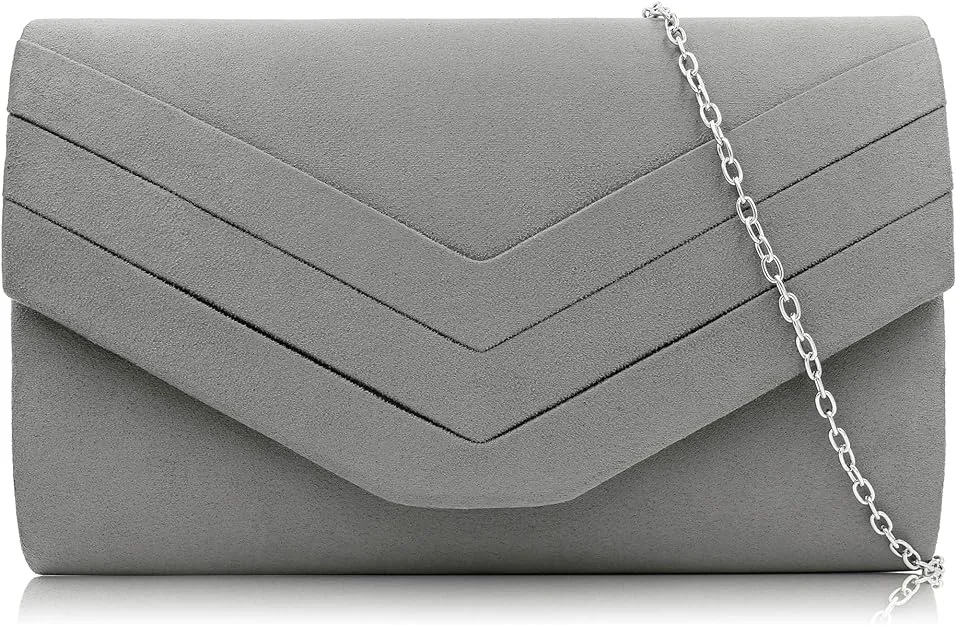 Milisente Evening Bag for Women, Suede Envelope Evening Purses Crossbody Shoulder Clutch Bag