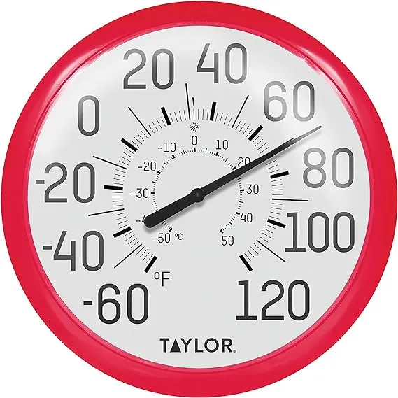 TAYLOR 6700RD Dial Thermometer Plastic Red 13.25" Red