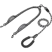 iYoPets Double Dog Leash with Two Extra Traffic Handles 360 Swivel No Tangle Dual Dog Walking Leash