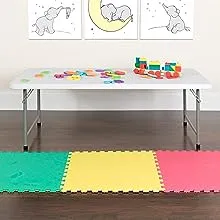 "Paige 4.93-Foot Kid's Granite White Plastic Folding Table"