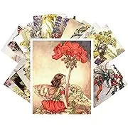 PIXILUV Vintage Postcards 24 Pcs Flower Fairy Vintage Illustrations