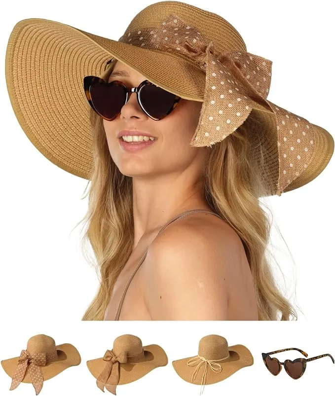 Funcredible Women's Wide Brim Floppy Straw Sun Hat