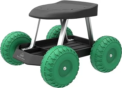 Garden Cart Rolling Stool with Wheels, Seat, and Tool Tray for Weeding, Planting, or Lawn Care – Gardening Accessories and Supplies by Pure Garden Black 11” x 11.5” 