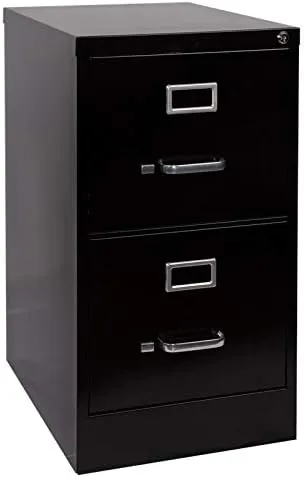 Pemberly Row 22" 2-Drawer Metal Letter Width Vertical File Cabinet in Black - PR-436141