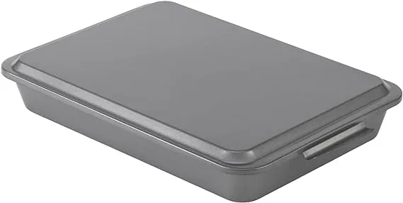 Everyday 9&#034; X 13&#034; Nonstick Steel Oblong Cake Baking Pan with Metal Lid,