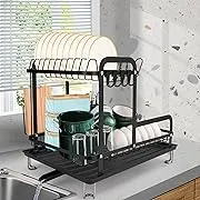 IYEBAU Dish Drying Rack,16.5 * 11.8 * 13.6'' 2 Tier Over The Sink Dishrack Strainer