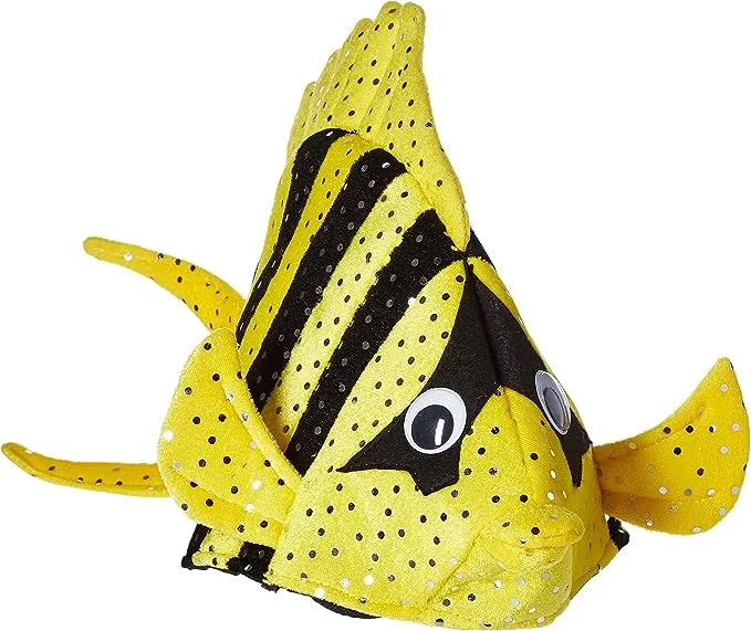 Beistle Plush Luau Fish Hat – One Size Fits Most, Assorted Colors, Halloween Costume Dress Up, Under the Sea Costume Accessories, Fish Party Decorations, Fish Costume, Novelty Hats