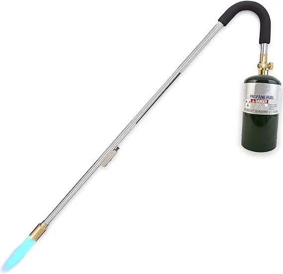 Ignighter Weed Burner Torch – Use with Propane and Mapp Gas – with Built-in Piezo Igniter and Flame Control Valve – 35 Inches Long.