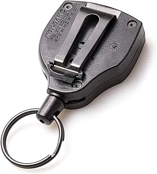 KEY-BAK SUPER48 SD 13oz. Locking Retractable Keychain, 36" Retractable Cord, Black Polycarbonate Case, Steel Belt Clip, Oversized Split Ring