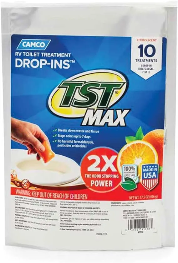 Camco 41178 TST Max Orange RV Toilet Treatment Drop-Ins *10-Pack