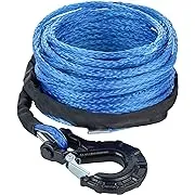 Carforu Synthetic Winch Rope 5/16'' x 50ft,13000LBS Synthetic Winch Line Cable Rope with Protective Sleeve + Forged Winch Hook for Off Road Vehicle ATV UTV SUV Truck Boat Winch Accessory